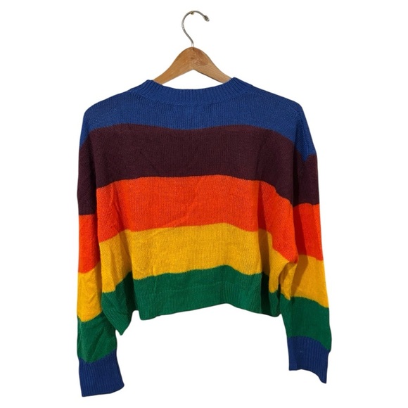 - Ring streets kidcore rainbow crop Colorful Striped Women's Sweater S - Picture 2 of 3